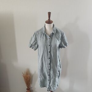 Lucky Brand Light Blue Linen Button-Up Dress